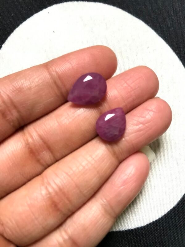 Ruby Faceted Cabochons 2 Piece Size 13-12 MM Approx