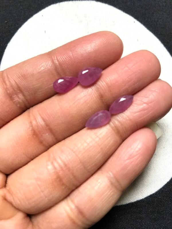 Ruby Faceted Cabochons 4 Piece Size 10-9 MM Approx