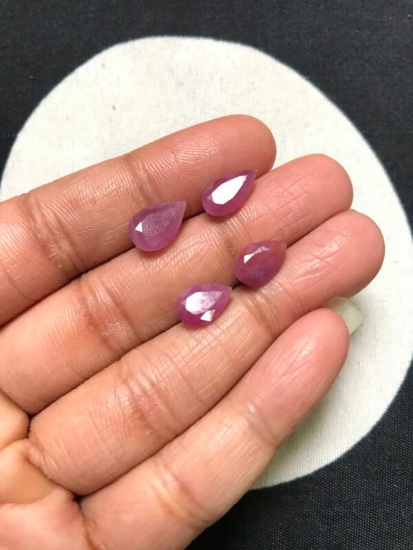 Ruby Faceted Cabochons 4 Piece Size 11-10 MM Approx