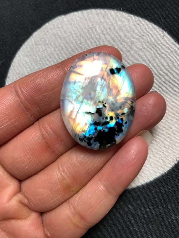 Rainbow Moonstone Cabochon 1 Piece Size 36 MM Approx