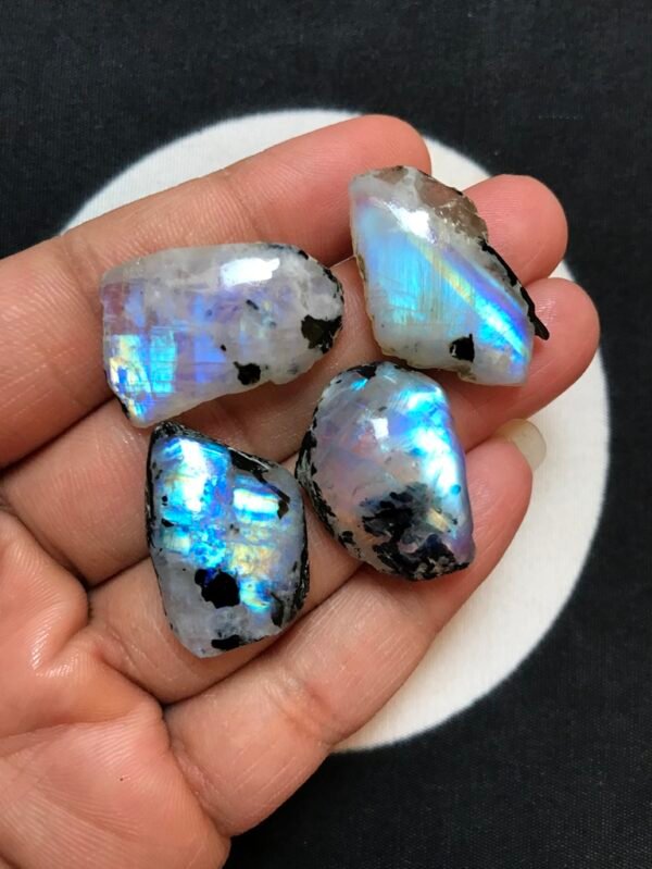 Rainbow Moonstone Slices 4 Pieces Size 26-24 MM Approx