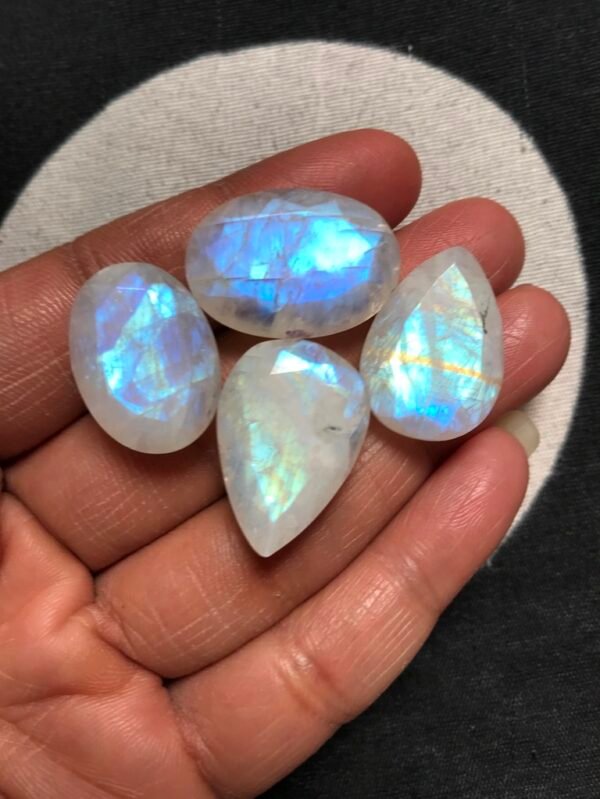 Rainbow Moonstone Faceted 4 Piece Size 23-30 MM Approx