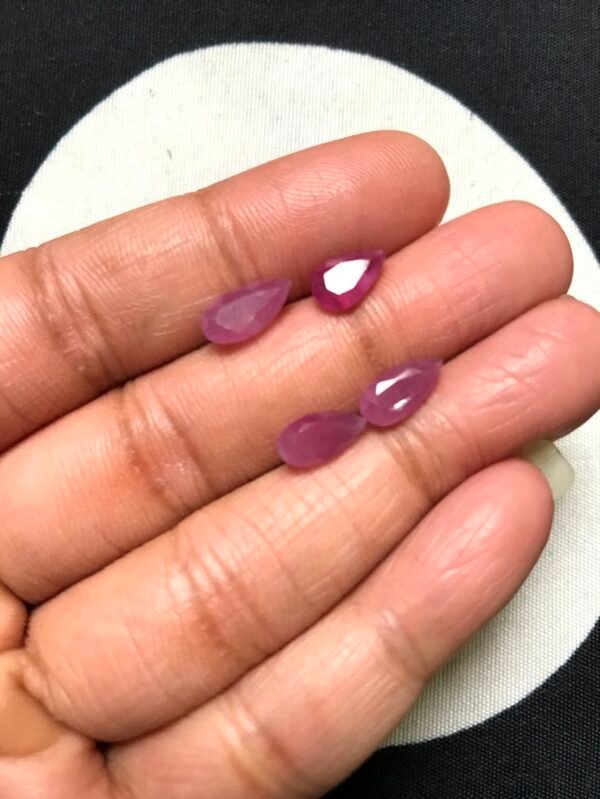 Ruby Faceted Cabochons 4 Piece Size 10-8 MM Approx