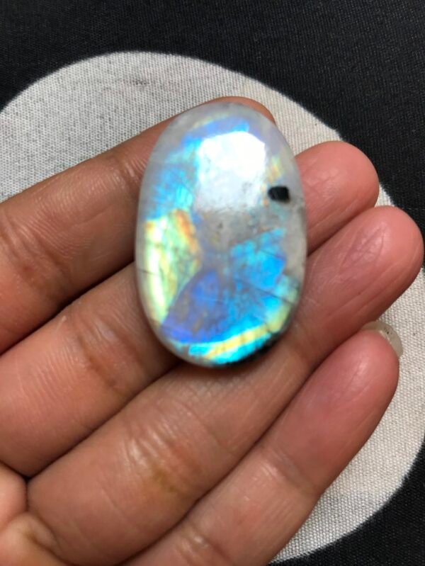Rainbow Moonstone Cabochon 1 Piece Size 32 MM Approx