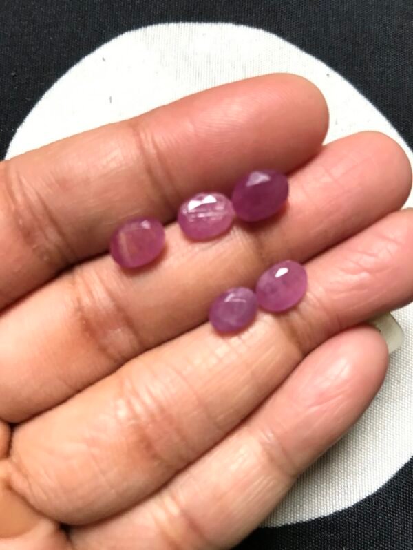 Ruby Faceted Cabochons 5 Piece Size 8-7 MM Approx