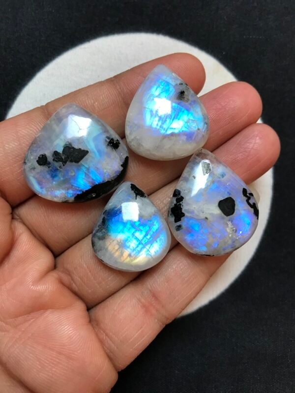 Rainbow Moonstone Cabochons 4 Pieces Size 28-23 MM Approx