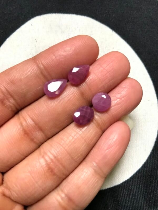 Ruby Faceted Cabochons 4 Piece Size 10-7 MM Approx