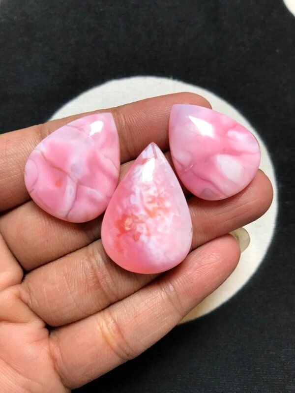 Pink Peruvian Opal Cabochon 3 Piece Size 30-27 MM Approx