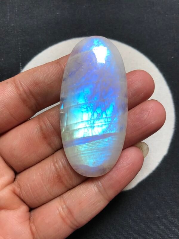 Rainbow Moonstone Cabochon 1 Piece Size 56 MM Approx