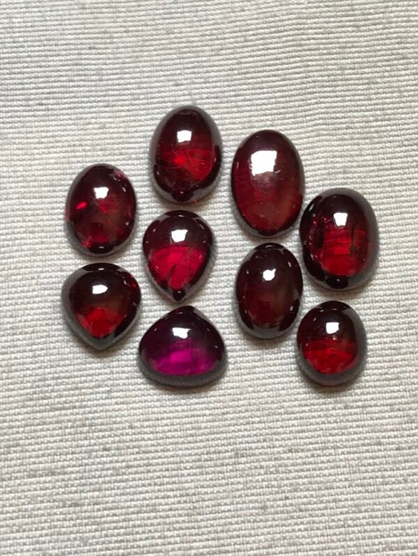 Garnet Cabochon 9 Piece Size 10-7 MM Approx