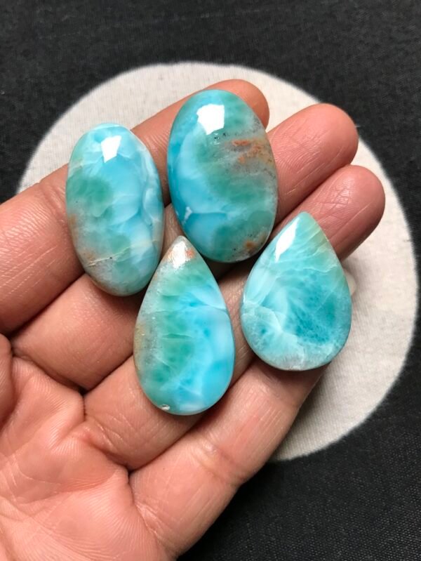 Larimar Cabochon 4 Piece Size 30-27 MM Approx