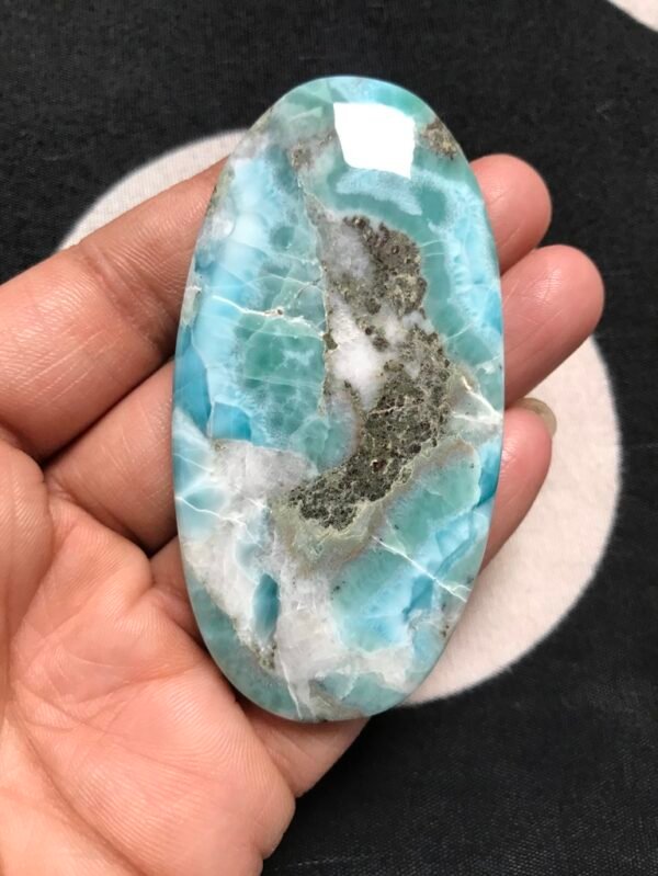 Natural Textured Larimar Cabochon 1 Piece Size 78 MM Approx