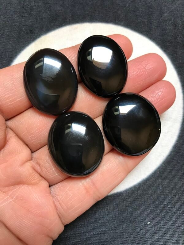 Black Onyx Cabochon 4 Piece Size 27-26 MM Approx