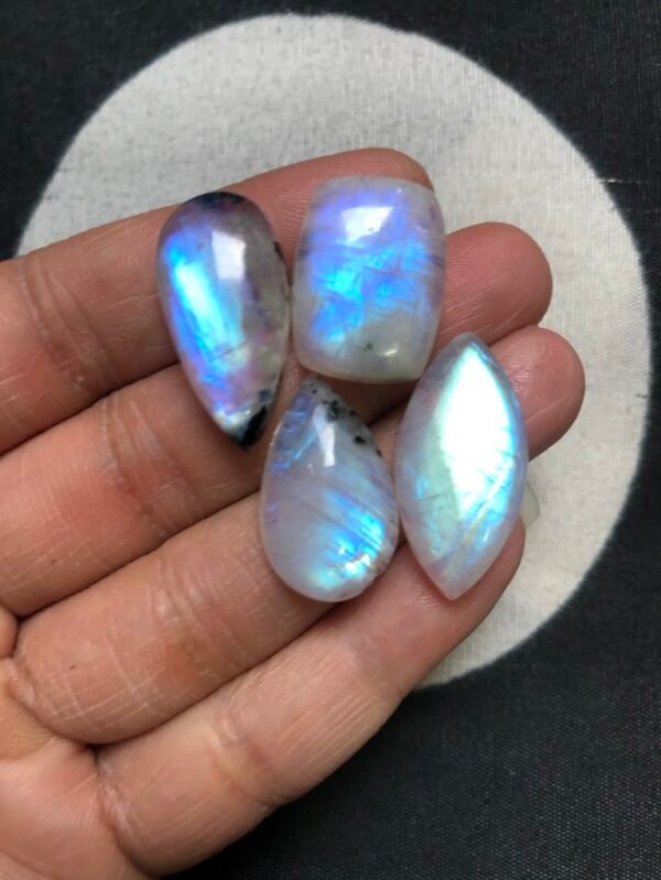 Rainbow Moonstone Cabochon 4 Piece Size 27-20 MM Approx