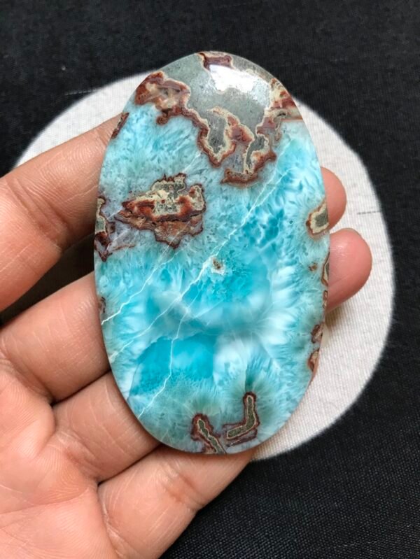 Natural Textured Larimar with Matrix Strips  Cabochon Size  75 MM APPROX