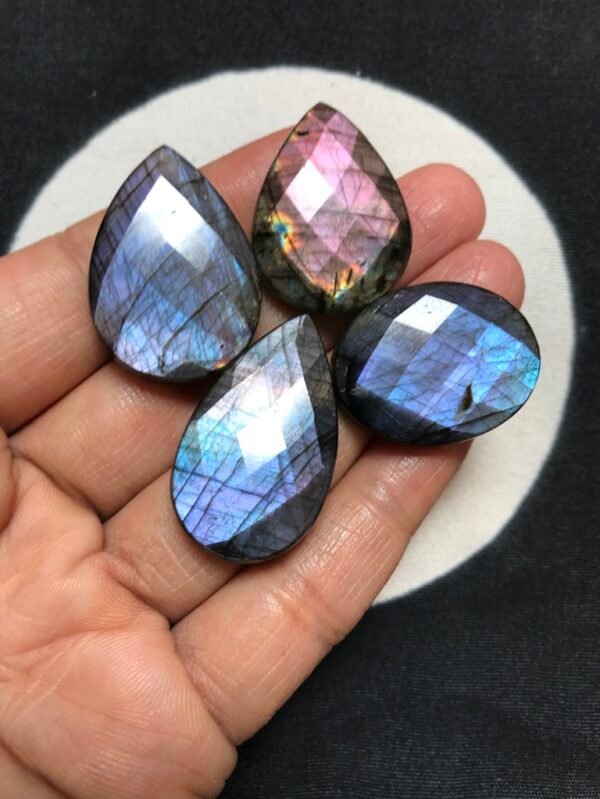 Labradorite Faceted Cabochon 4 Piece Size 33-27 MM Approx