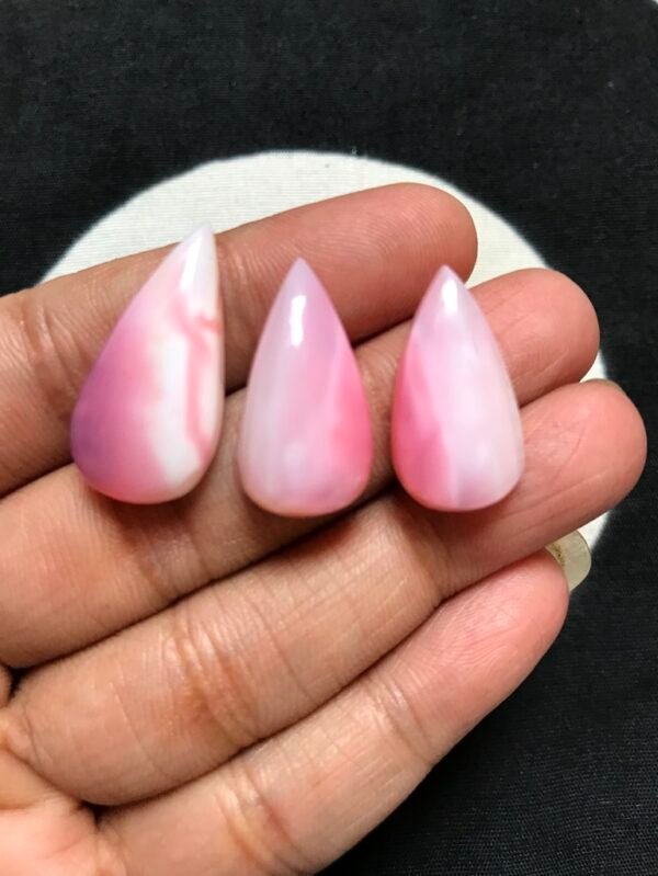 Pink Peruvian Opal Cabochon 3 Piece Size 27-24 MM Approx