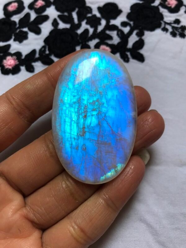 Rainbow Moonstone Cabochon 1 Piece Size 56 MM Approx