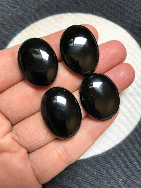 Black Onyx Cabochon 4 Piece Size 25-23 MM Approx