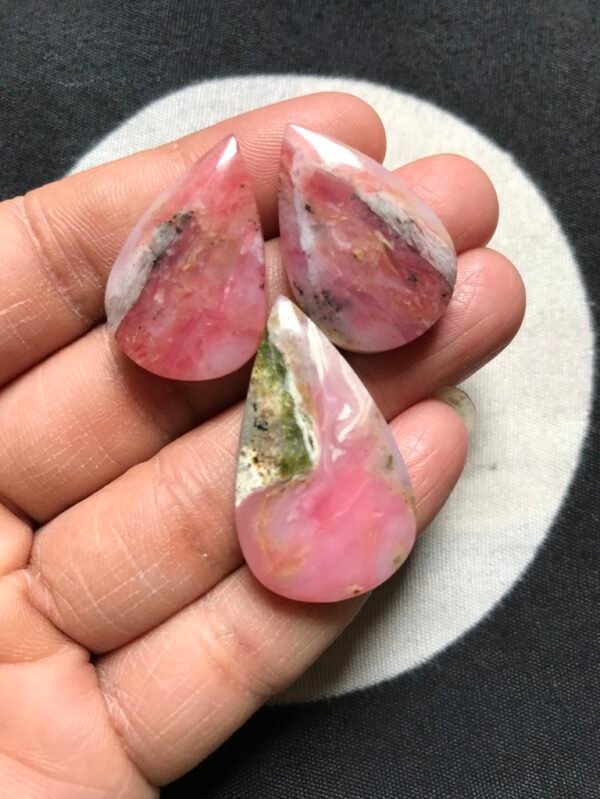 Peruvian Opal Cabochon 3 Piece Size 34-28 MM Approx