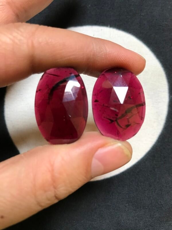 Garnet Faceted Cabochon 2 Piece Size 28-27 MM Approx