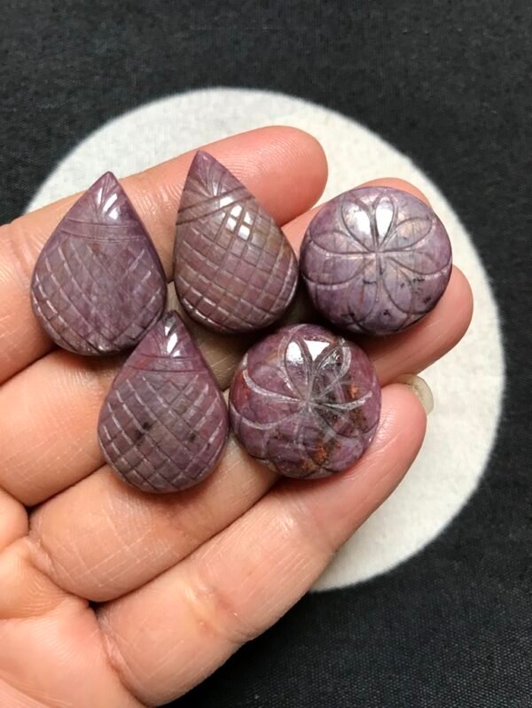 Ruby Carving Cabochons 5 Pieces Size 25-19 MM Approx