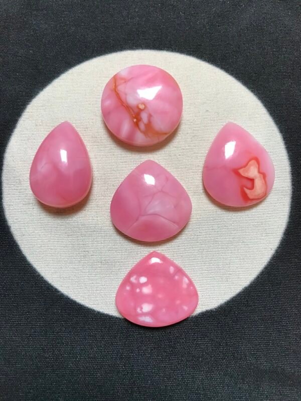 Pink Peruvian Opal Cabochon 5 Piece Size 28-26 MM Approx