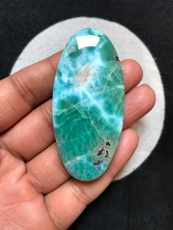 Natural Textured Larimar with Matrix Strips Cabochon 66 MM APPROX