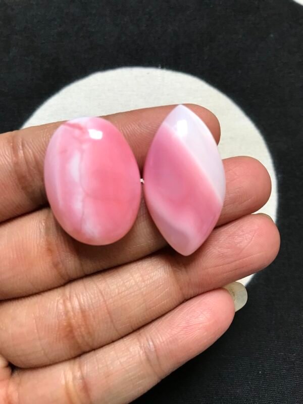 Pink Peruvian Opal Cabochon 2 Piece Size 32-25 MM Approx