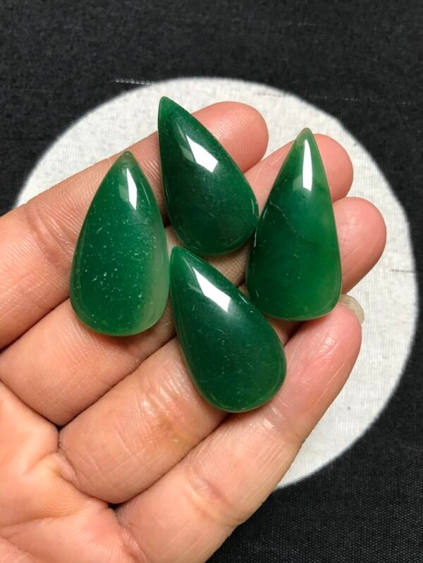 Green Jade Cabochon 4 Piece Size 26-25 MM APPROX