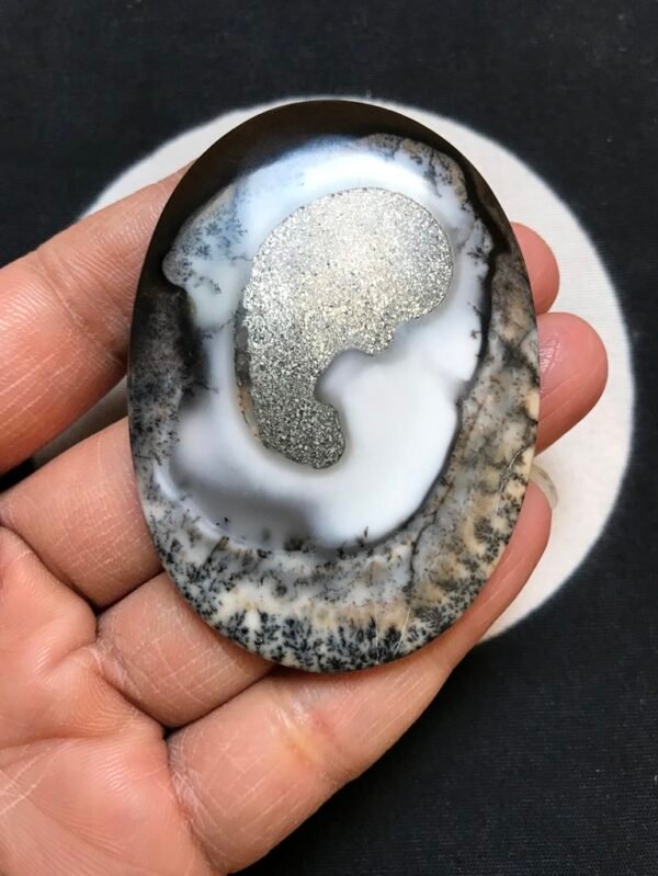 In The Middle That Is Pyrite On Dendritic Opal  1 Piece Size 65 MM Approx