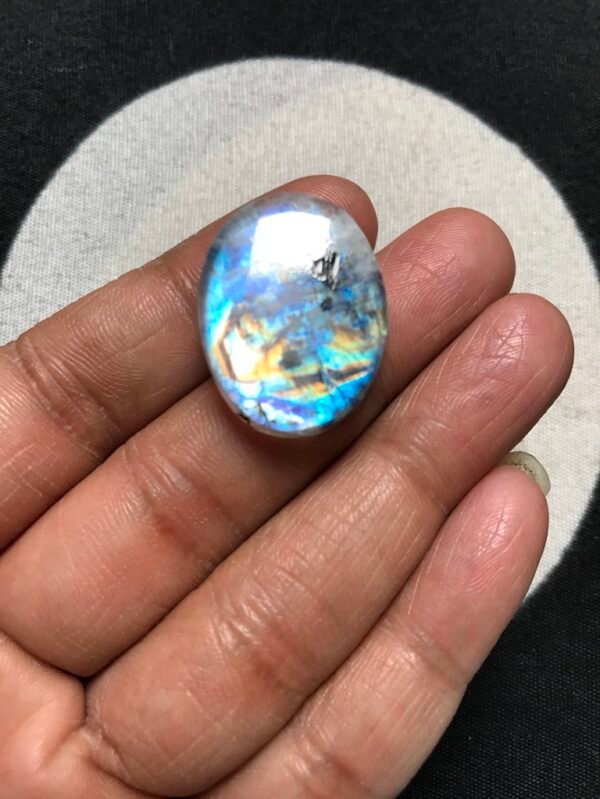 Rainbow Moonstone Cabochon 1 Piece Size 26 MM Approx