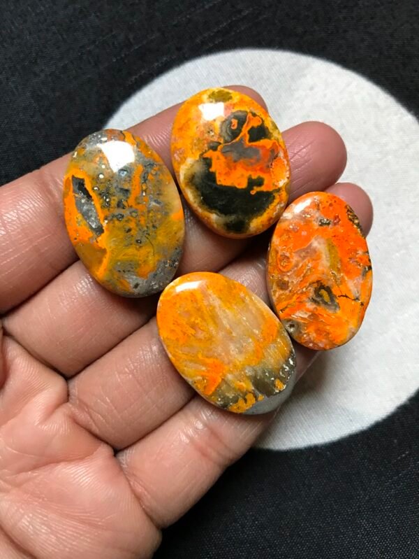 Bumble Bee Jasper Cabochon 4 Piece Size 30-26 MM Approx