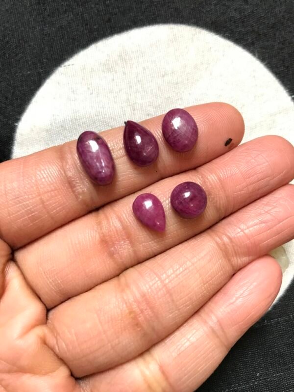 Ruby Cabochon 4 Piece Size 13-8 MM Approx