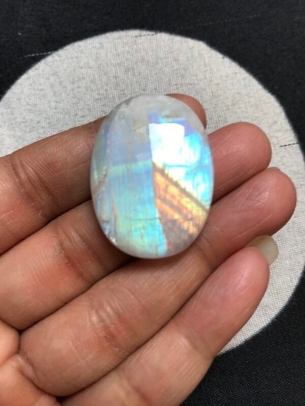 Rainbow Moonstone Cabochon 1 Piece Size 33 MM Approx