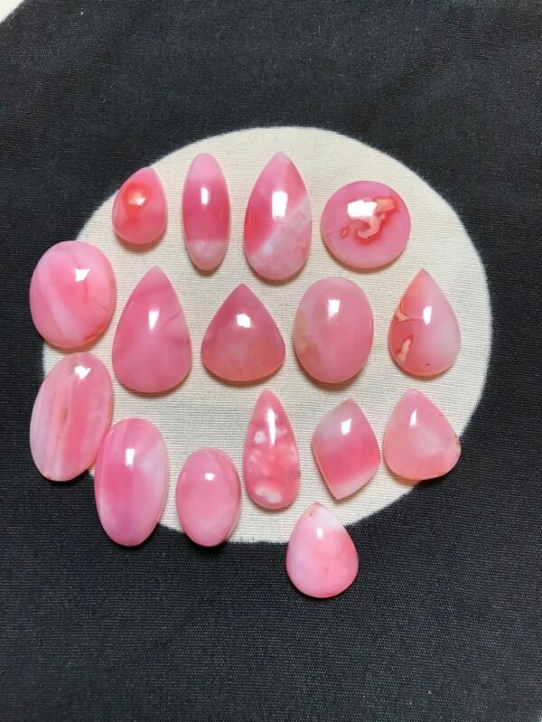 Pink Peruvian Opal Cabochon 16 Piece Size 27-17 MM Approx