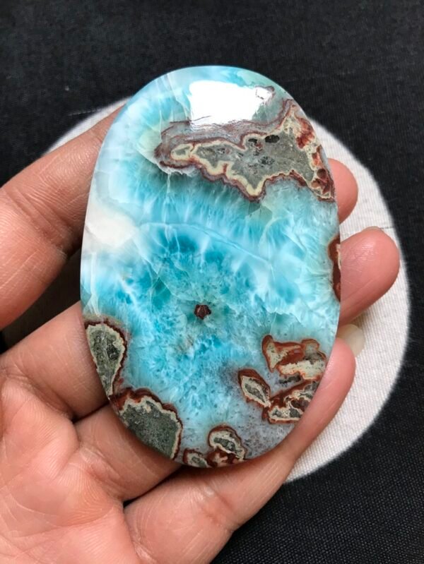 Natural Textured Larimar with Matrix Strips  Cabochon 72 MM APPROX