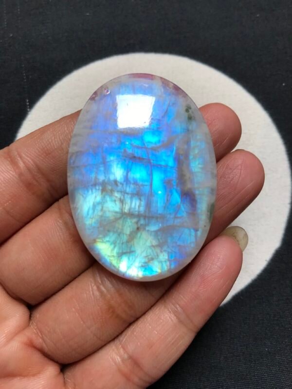 Rainbow Moonstone Cabochon 1 Piece Size 48 MM Approx