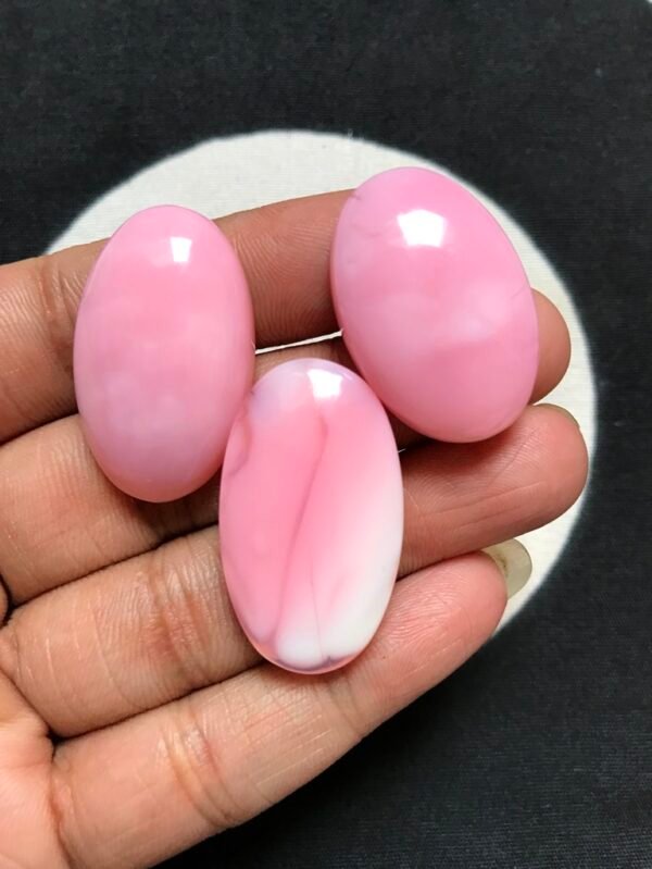 Pink Peruvian Opal Cabochon 3 Piece Size 32-29 MM Approx