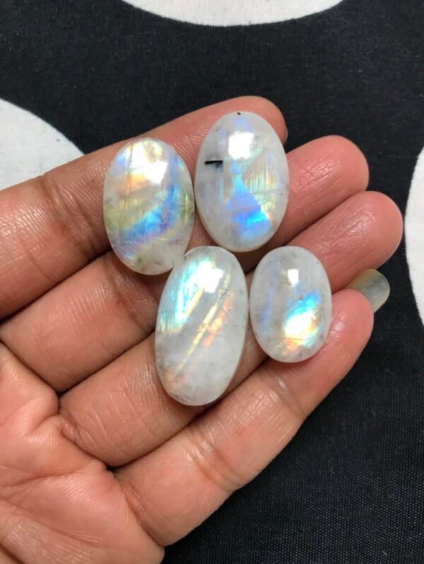 Rainbow Moonstone Cabochons 4 Piece Size 25-20 MM Approx