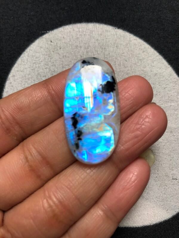 Rainbow Moonstone Cabochon 1 Piece Size 37 MM Approx