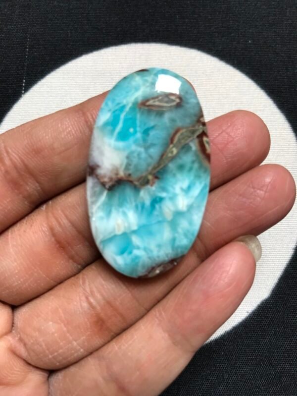 Natural Larimar Cabochon 1 Piece Size 42 MM Approx