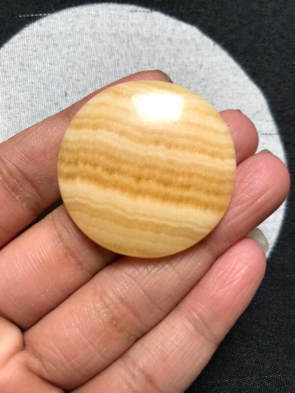 Yellow less Agate 1 Cabochon Piece Size 37 MM Approx