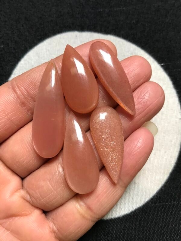 Peach Moonstone Cabochons 5 Piece Size 37-29 MM Approx