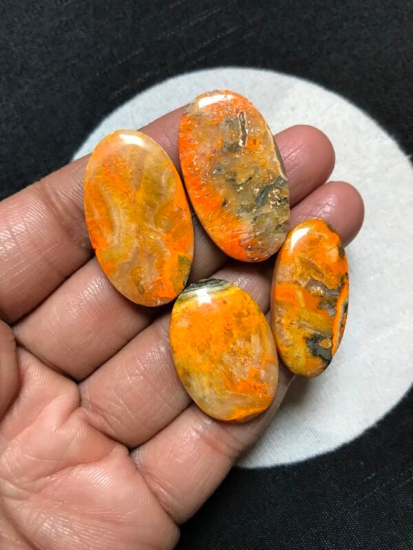 Bumble Bee Jasper Cabochon 4 Piece Size 32-27 MM Approx