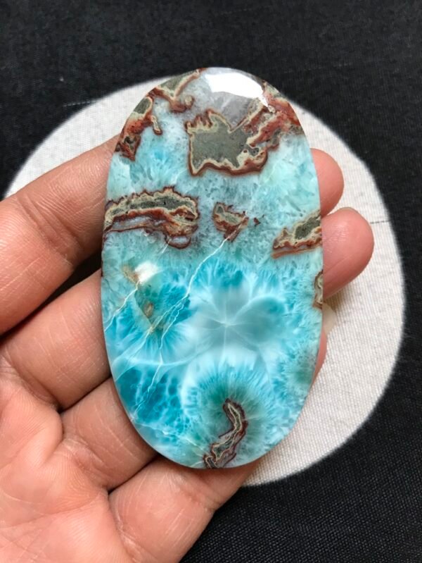 Natural Textured Larimar with Matrix Strips  Cabochon Size  72 MM APPROX