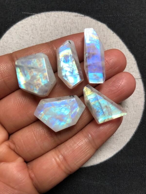Rainbow Moonstone Cabochons 5 Pieces Size 25-18 MM Approx