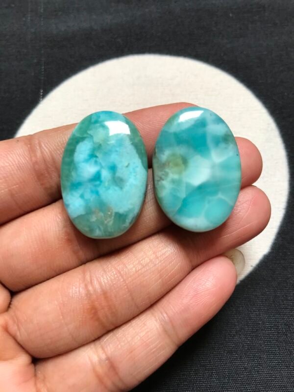 Natural Larimar Cabochon 2 Piece Size 29-28 MM Approx