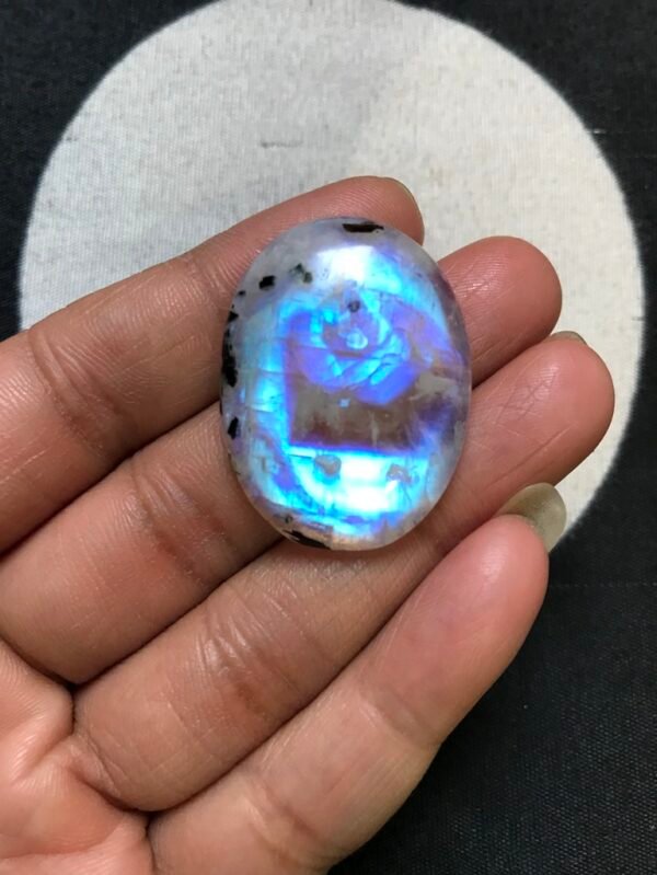 Rainbow Moonstone Cabochon 1 Piece Size 34 MM Approx