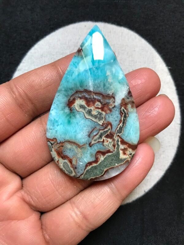 Natural Textured Larimar with Matrix Strips Cabochon 58 MM APPROX